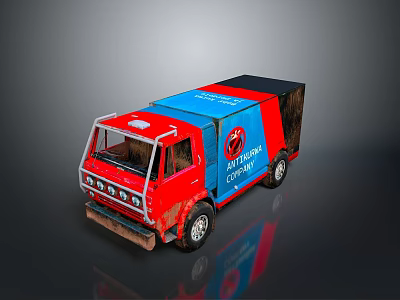 Red And Blue Branded NY Design Company Truck For Design Services 3d model