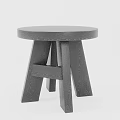 Black Wooden Stool With Round Seat And Cross Leg Design For Modern Home Interior