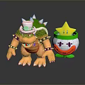 Spiked Turtle With White Hat Green Orange Shell Metal Wristbands And Yellow Star In Pot