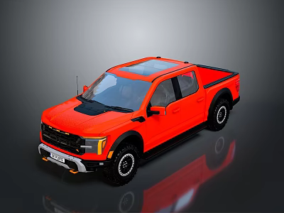 Red Pickup Truck With Double Cab Design Sporty Tires And Modern Front Grille 3d model