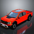 Red Pickup Truck With Double Cab Design Sporty Tires And Modern Front Grille
