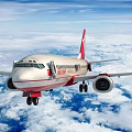 Air China Passenger Plane Flying Above Clouds With White And Red Livery In Blue Sky 3d model