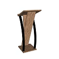 Modern Wooden Podium With Curved Black Metal Frame And Sturdy Base