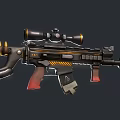 Tactical Assault Weapon With Telescopic Scope Ergonomic Grip And Black Barrel Design