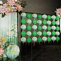 New Chinese Lantern Meichen Bamboo Lantern Rack Art Device Net Celebrous Pin Card National Tide Meichen Paper Umbrella 3d model