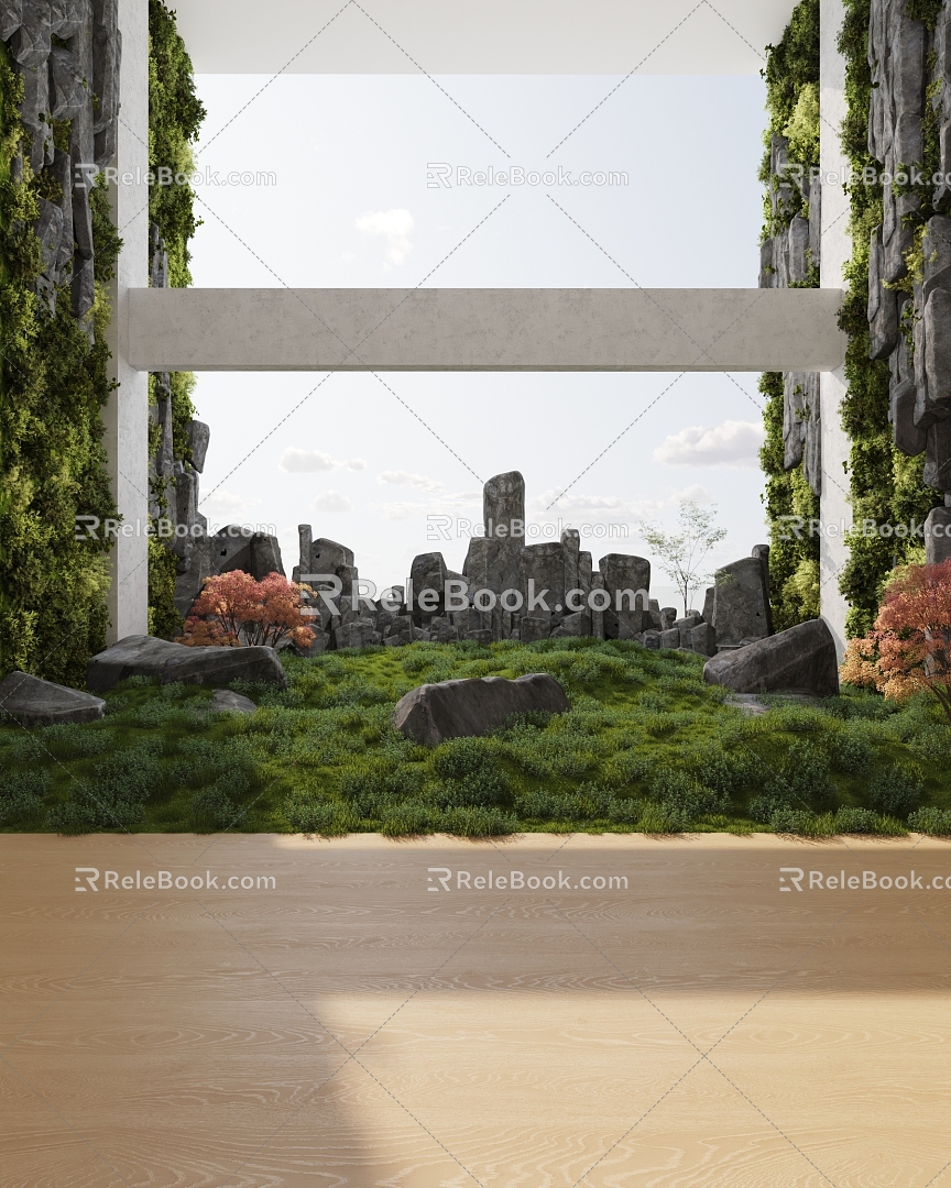 modern leisure area landscape rest area indoor ecological rest space exhibition area public space 3d model