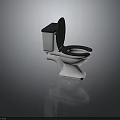 White Ceramic Toilet with Black Seat and Lid Modern Home Bathroom Essential Fixture Design