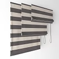 Modern Roman Blinds In Black And White Striped Fabric With Pull Chains