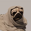 Adorable Pug Dog Wrapped in Soft Knitted Blanket Looking Cozy on White Background