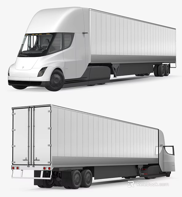 Modern White Box Truck With Cab And Cargo Container Exterior Design 3d model 