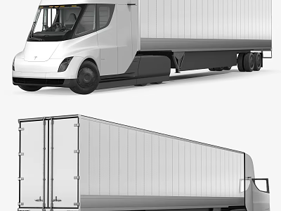 Modern White Box Truck With Cab And Cargo Container Exterior Design 3d model