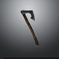 Traditional Axe Weapon With Wooden Handle And Sharp Metal Blade