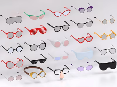 Colorful Stylish Eyewear Collection Featuring Various Shapes And Trendy Designs 3d model