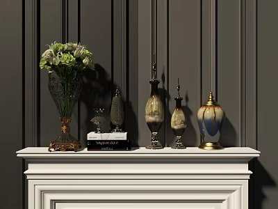Simple European Light Luxury Vase Jewelry Combination 3d model