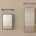 Two Decorative Mirrors With Black And Gold Frames Hanging On Wall 3d model