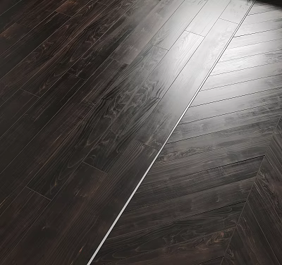 Modern Dark Wood Flooring With Herringbone Pattern And Natural Wood Grain Texture 3d model