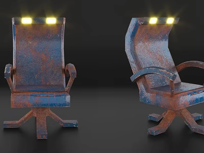 Rustic Blue Single Chair With Yellow Lights On Top Design 3d model