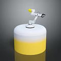 Robot Arm With Clamp End On White And Yellow Cylindrical Container With Yellow Top