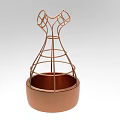 Copper Dress Shaped Wire Frame Storage Container With Round Bowl Base