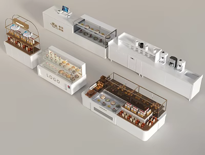 Modern Showcase Shelves With Logo And Glass Layers For Retail Product 3d model