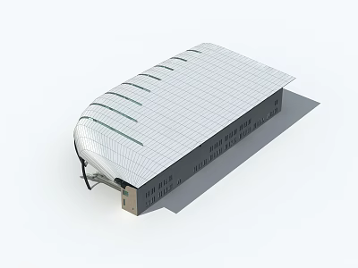 Modern Commercial Complex With Curved Roof Grid Structure And Entrance Design 3d model