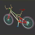 Modern Black Mountain Bicycle With Red Seat White Spokes And Reflective Surface