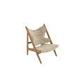 Modern Comfortable Accent Chair with Sleek Wooden Frame and Plush Light Beige Cushion Backrest