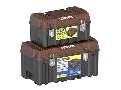 SURTEK Brown And Black Stacked Toolboxes With Duo Pack 500 Piece Set 3d model