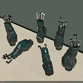 Green And Black Golf Club Bags With Clubs Leaning Against Wall On Light Floor