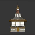 Traditional Classical Tower Architecture With Multi layered Structure And Golden Red Roof