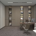 Elegant Modern Office Interior Design With Sofa Coffee Table Hanging Lights And Glass Railing
