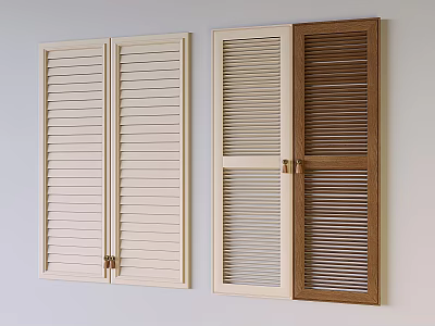 Middle antique louver cabinet door solid wood double-opening cabinet door panel louver split cabinet door panel 3d model