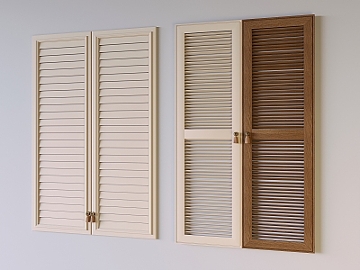 Middle antique louver cabinet door solid wood double-opening cabinet door panel louver split cabinet door panel 3d model