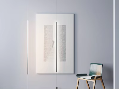 Modern Floor Lamp In Contemporary Room With White Cabinet And Wooden Chair 3d model