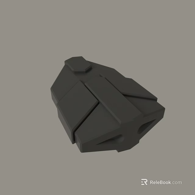 Abstract Black Polyhedral Geometric Object With Angular Design On Grey Background 3d model 