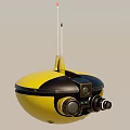 Advanced Yellow Spherical Smart Machine With Top Antennas And Front Lenses