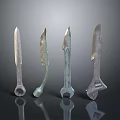 Four Ancient Handcrafted Blades As Vintage Weapon Designs With Metal Handles