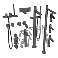 Contemporary Stainless Steel Shower Faucet System With Handheld Sprayer Fixed Head And Controls
