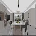 Modern Minimalist Open Living And Dining Room Interior Design With Cozy Sofas And Large Windows