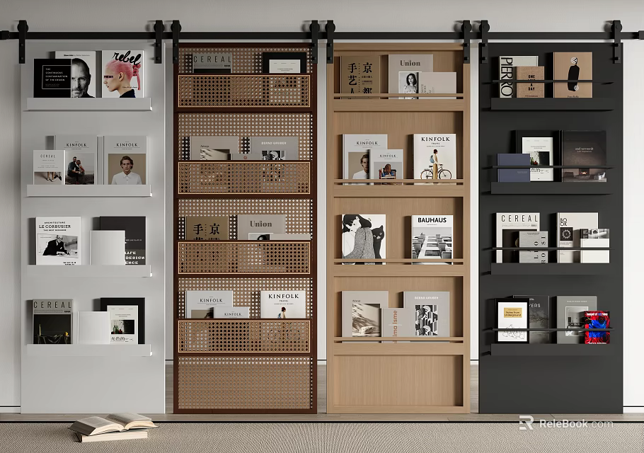 Barn Door In Interior With Display And Storage 3d model 