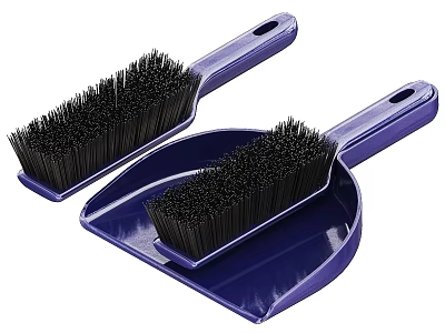 Household Cleaning Tools Blue Dustpan and Brush Set with Ergonomic Handles 3d model