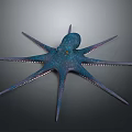 Vibrant Blue Octopus Marine Life With Long Tentacles And Detailed Texture