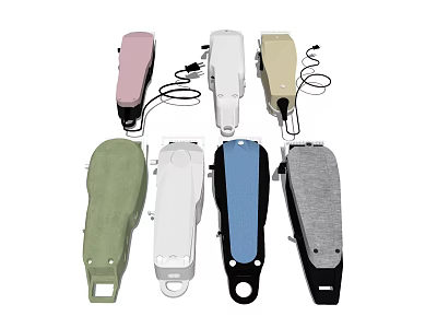 Various Colored Handheld Electric Devices With Charging Cables And Different Designs 3d model