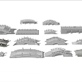 Various Architectural Bridge Designs Featuring Different Structural Styles In Line Drawings