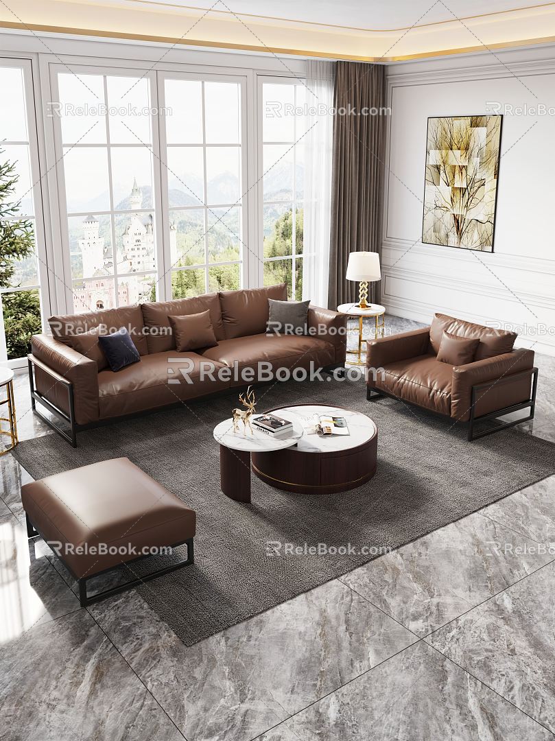 Modern Sofa Coffee Table Combination Sofa 3d model