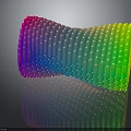 Colorful Twisted Small Cube Structure With Rainbow Gradient Shiny Surface and Black Background Reflection