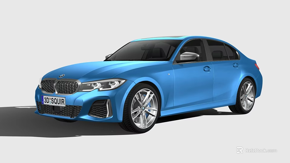 Blue BMW Sedan With Modern Sporty Exterior And Alloy Wheels Design 3d model 