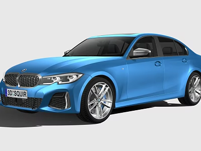 Blue BMW Sedan With Modern Sporty Exterior And Alloy Wheels Design 3d model