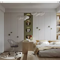Tatami Bedroom Interior With Tatami Bed Storage Cabinets Desk Chair And Decorative Lighting