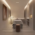Modern Beauty Hair Salon Interior Design With Marble Reception Counter Round Mirror And Comfortable Sofa
